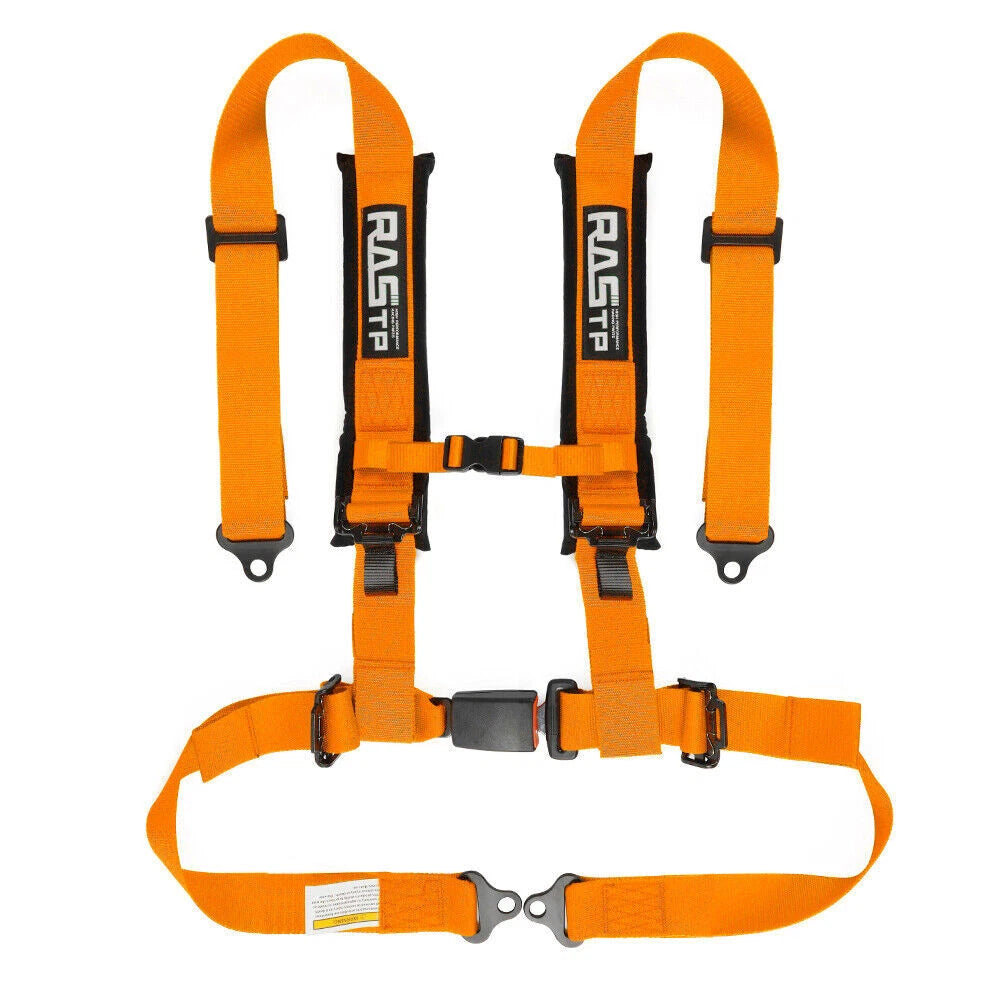 Set of 2 Orange 4 Point Racing Seat Belt Harness for ATV UTV