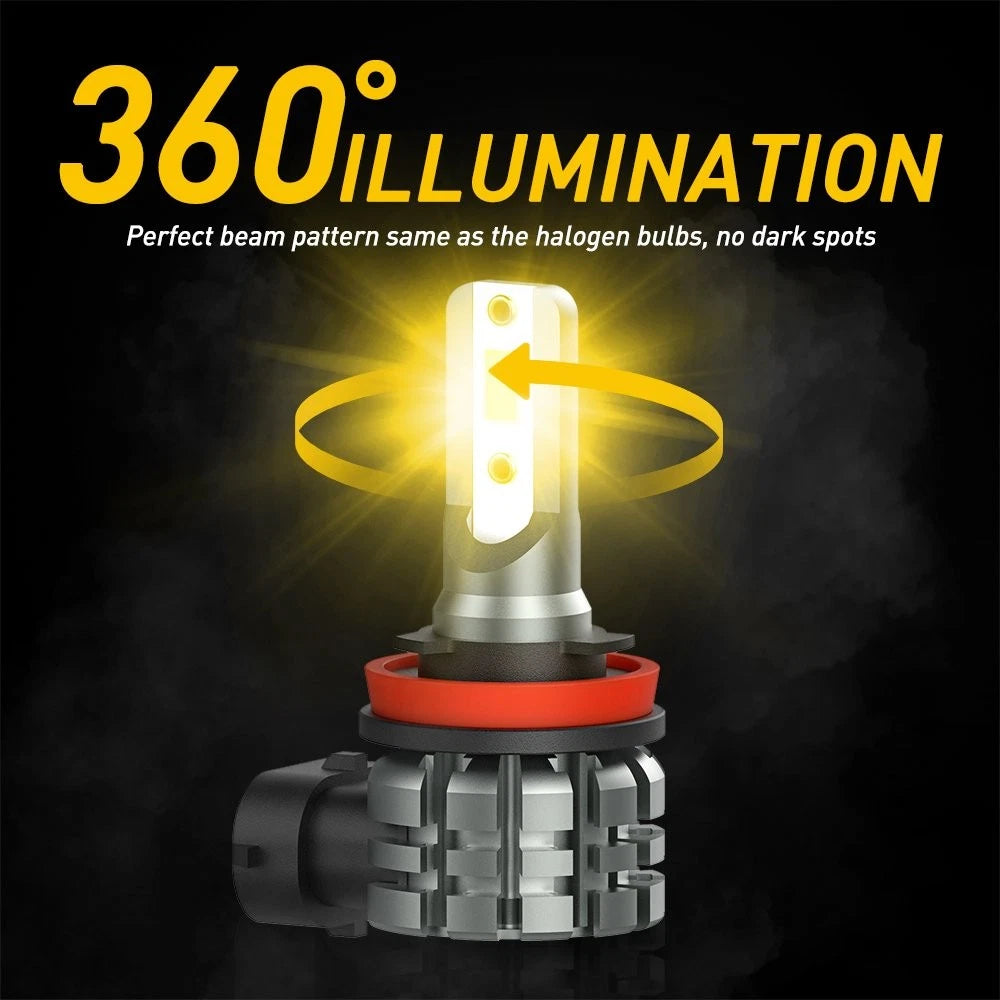 2X Yellow LED Fog Light Bulbs for H11/H8 (200W)