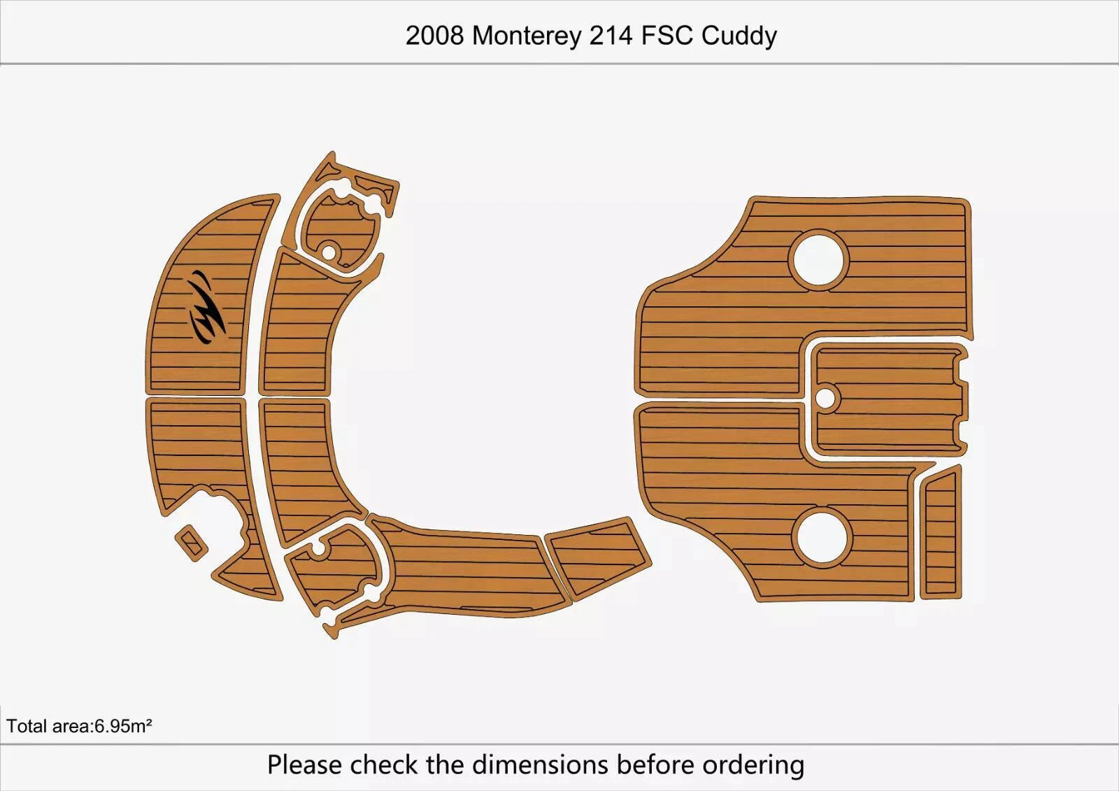 EVA Foam Teak Deck Floor Pads for Monterey 214 FSC (2008)