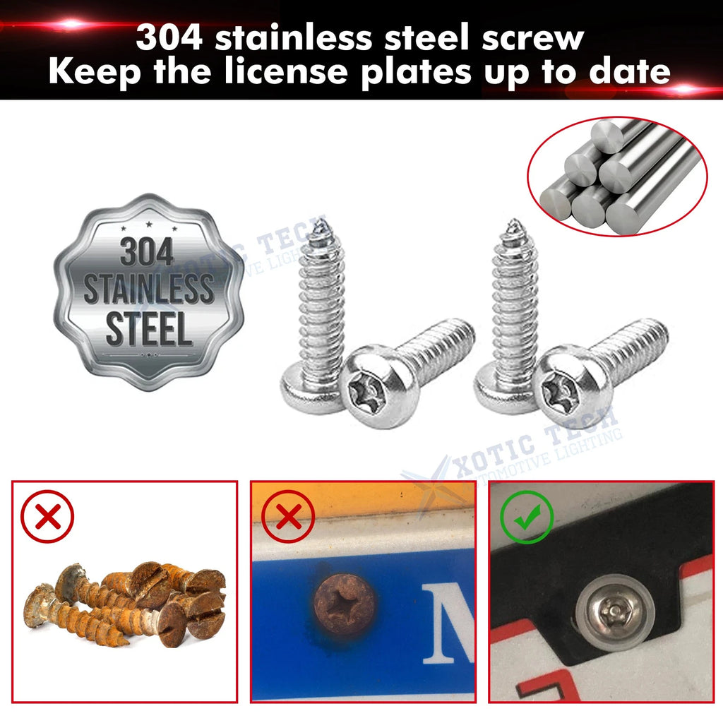 Anti Theft License Plate Black Screw Cover Kit for Car Tag Frame (-)
