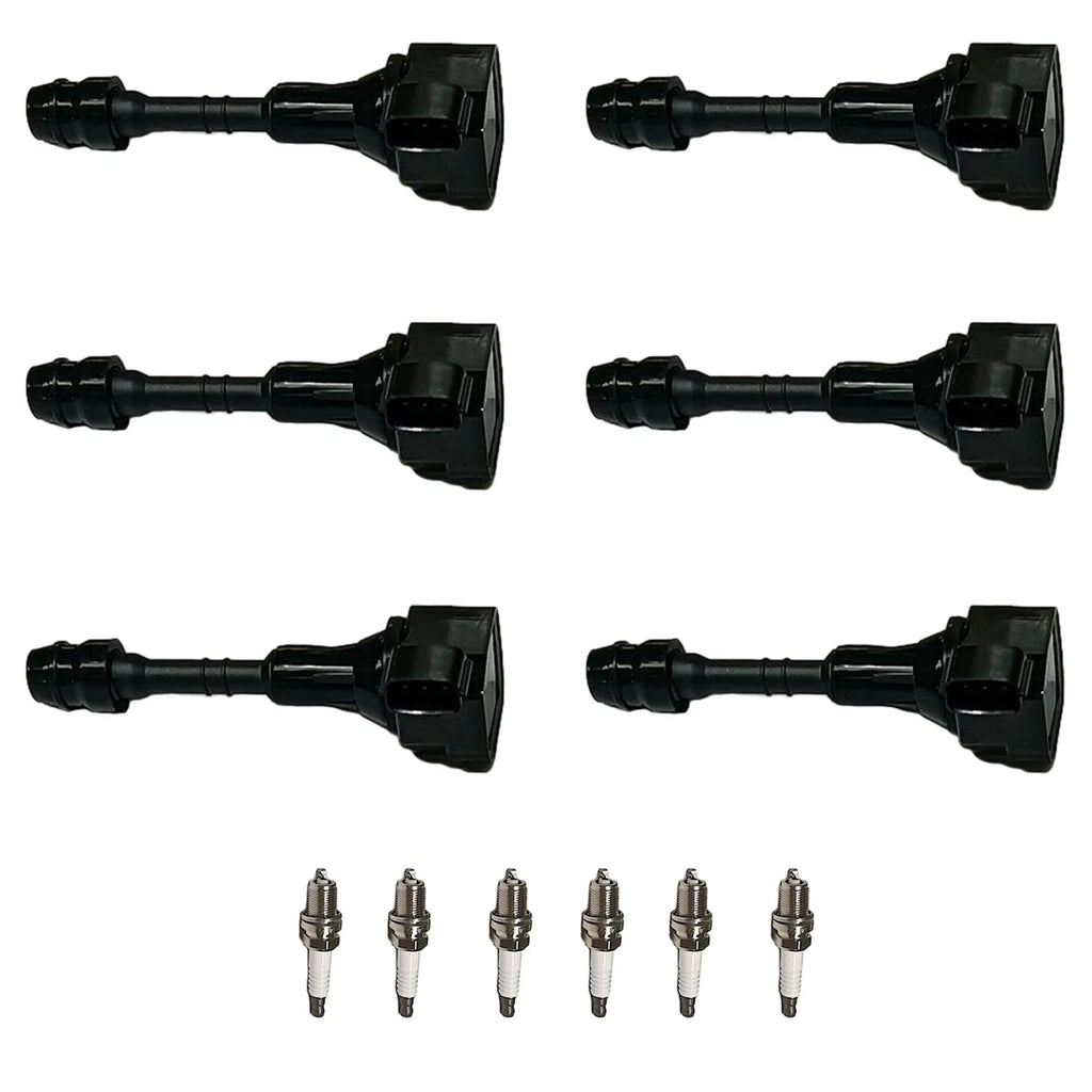 6X Ignition Coil & Spark Plug for Nissan Altima Maxima Quest Murano (2002–2018)