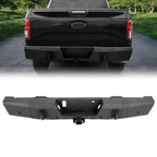 Heavy Duty Steel Rear Bumper for Ford F150 (2015–2020) w/ Tow Hitch & Sensor Holes