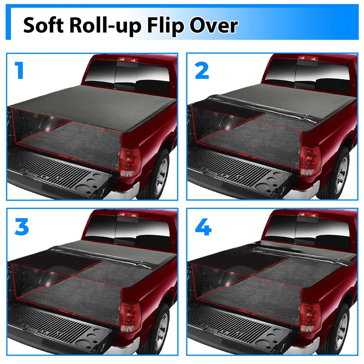 6.5FT Soft Roll-Up Tonneau Cover for Silverado/Sierra 1500 2500HD 3500HD (2007–2013)