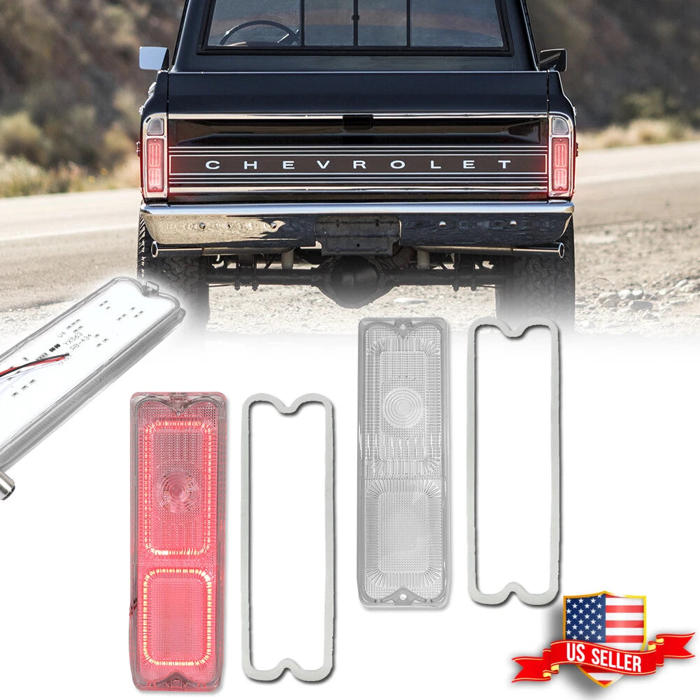 Clear Red LED Tail Lights for Chevy GMC Pickup Truck (1967–1972)