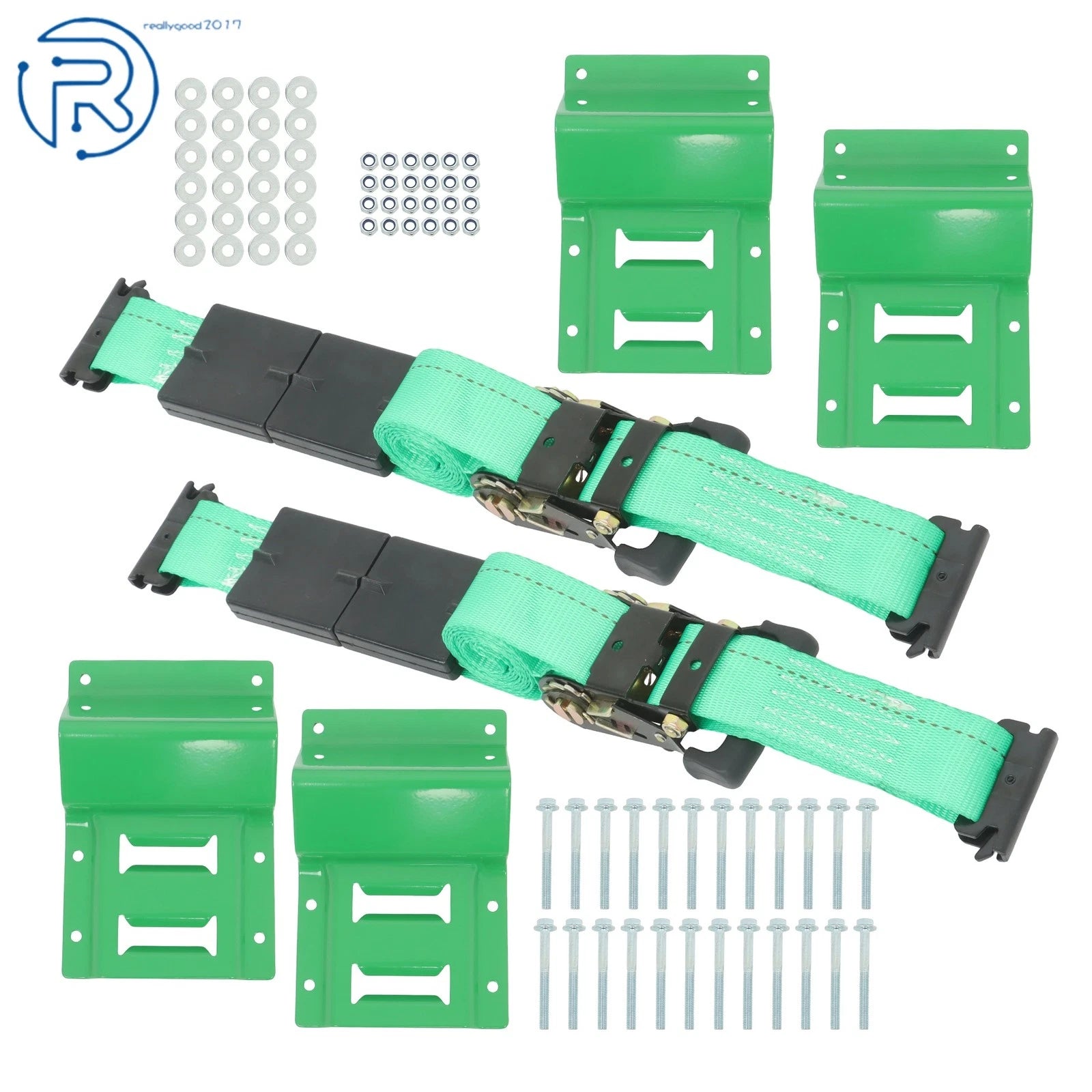 Wheel Chock Tie Down Kit for Green Car (E Track System)