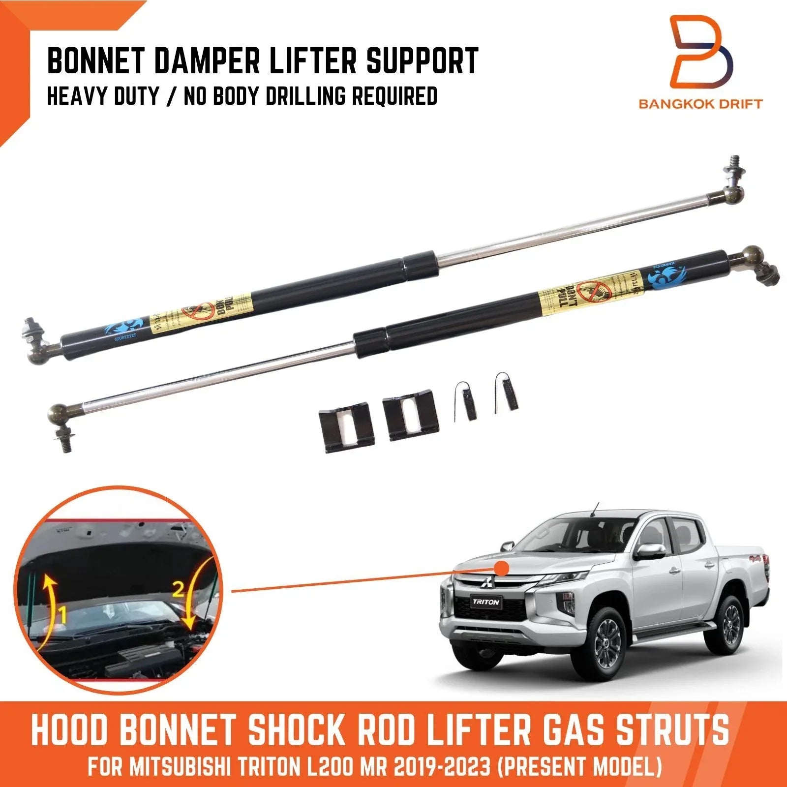 Bonnet Damper Shock Lifter for Mitsubishi Triton L200 (2019-2023)