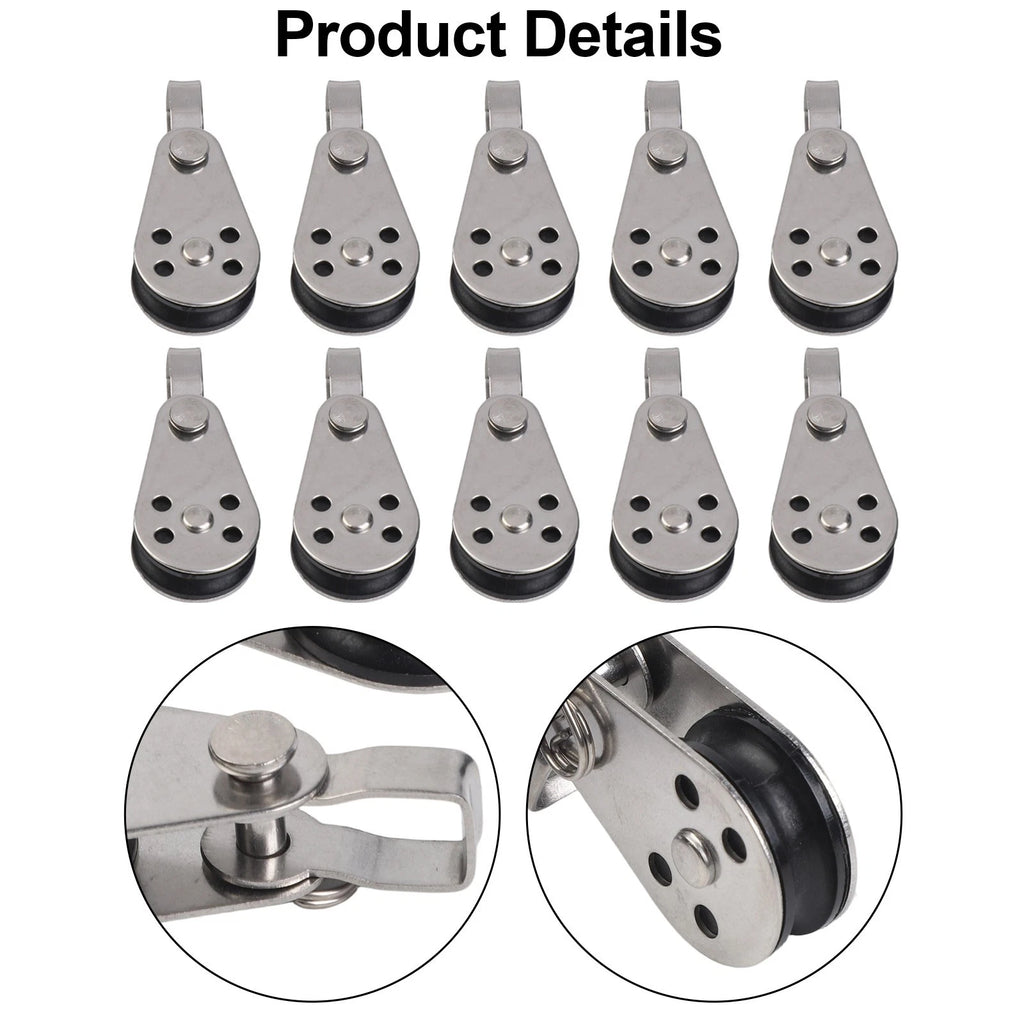 Set of 10 Stainless Steel Pulleys for Boating and Kayaking (N/A)