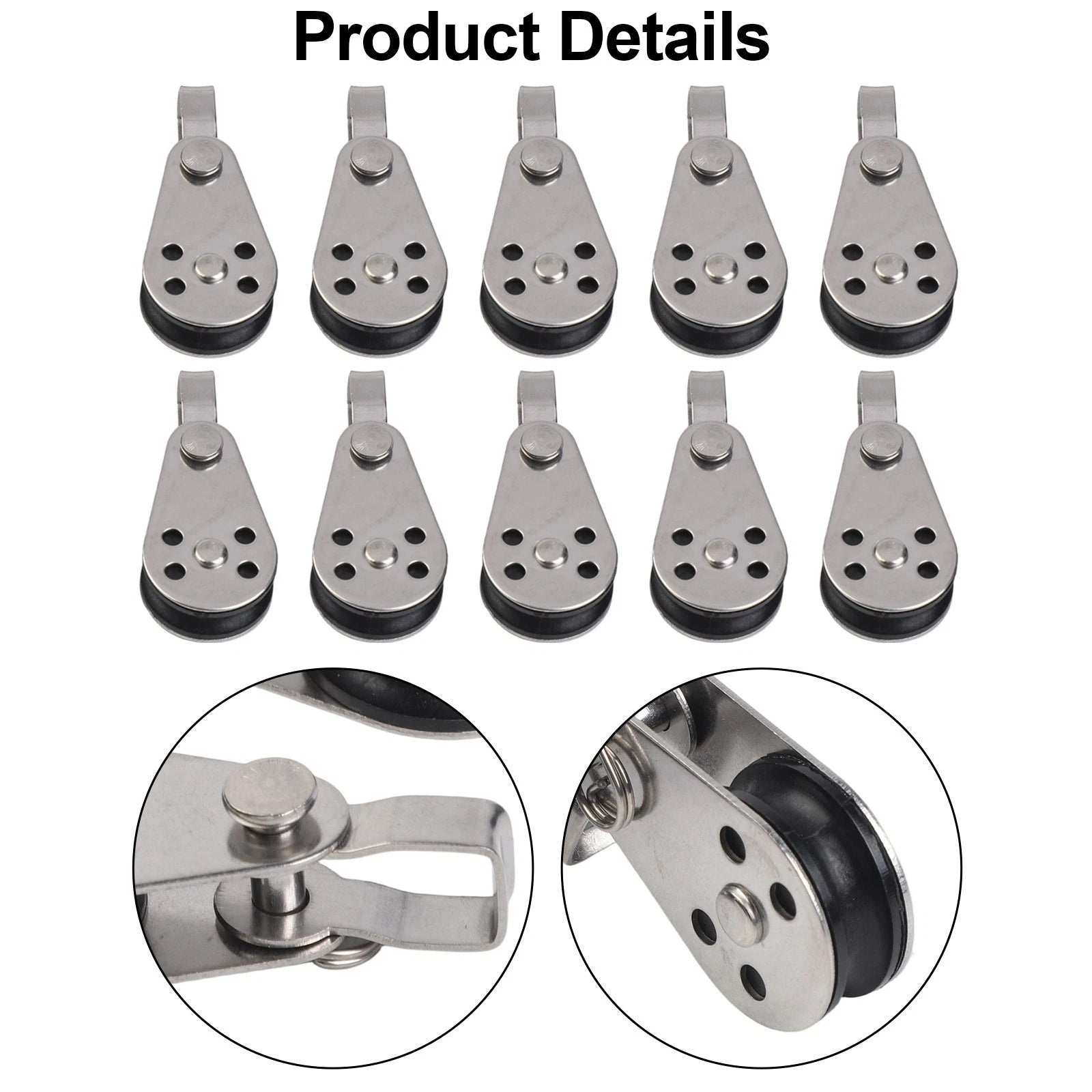 Set of 10 Stainless Steel Pulleys for Boating and Kayaking (N/A)