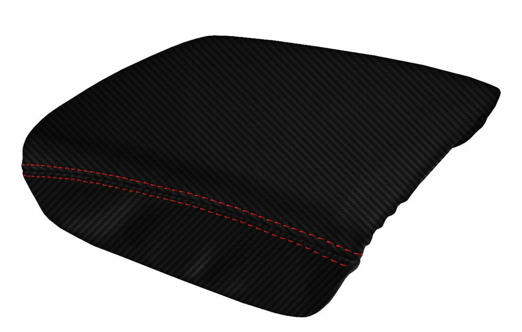 Console Lid Armrest Cover for Honda Ridgeline (2006–2014) Carbon Fiber Red Stitch