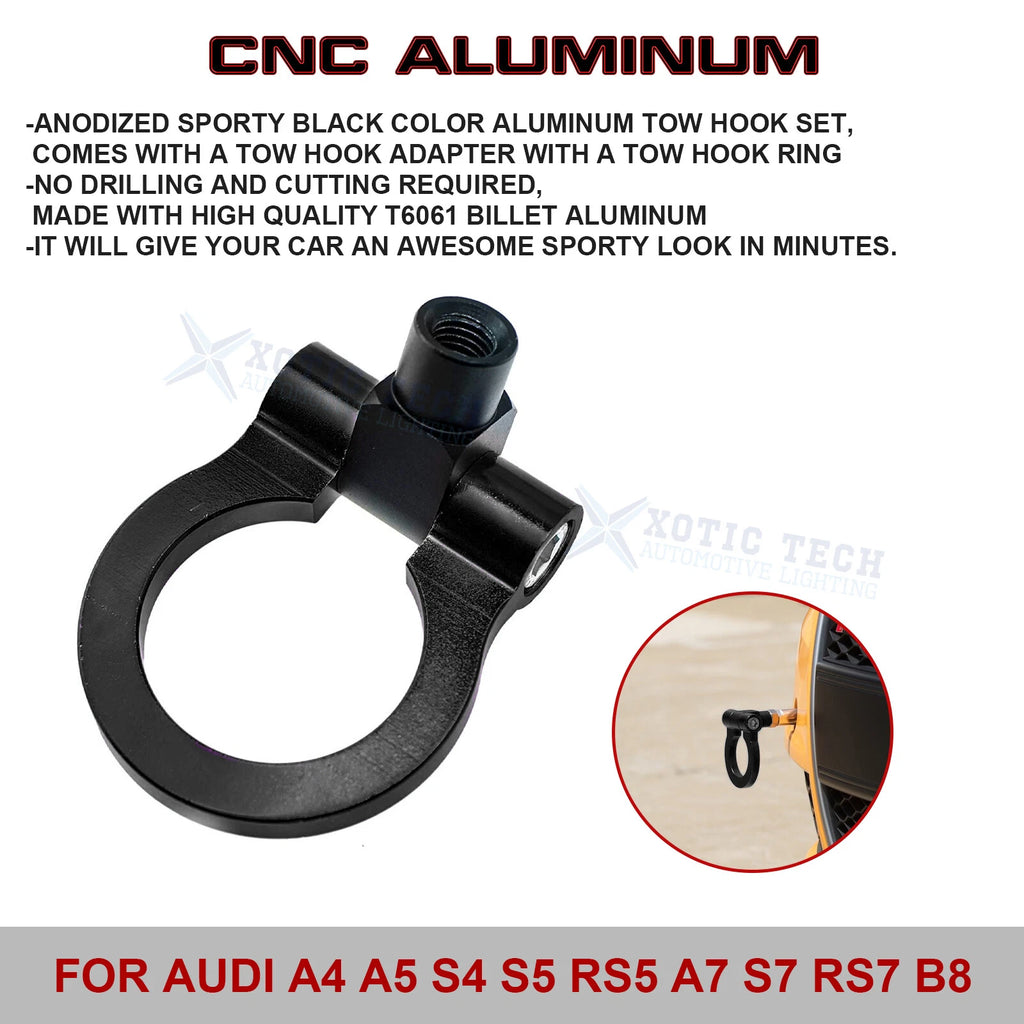 Anodized Alloy Black Tow Hook for Audi A4/S4 B8 (2008-2019)