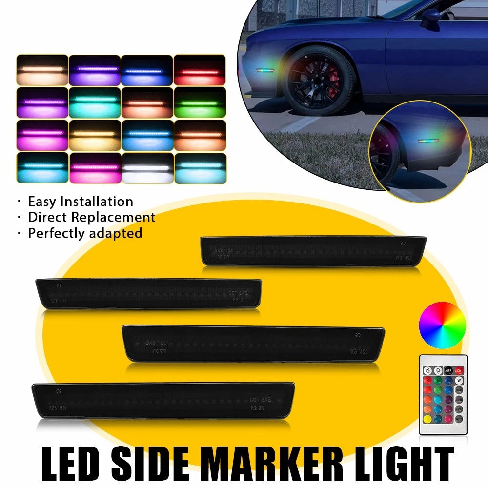 4X RGB LED Side Markers for Dodge Challenger (2015–2023) 68195788AB