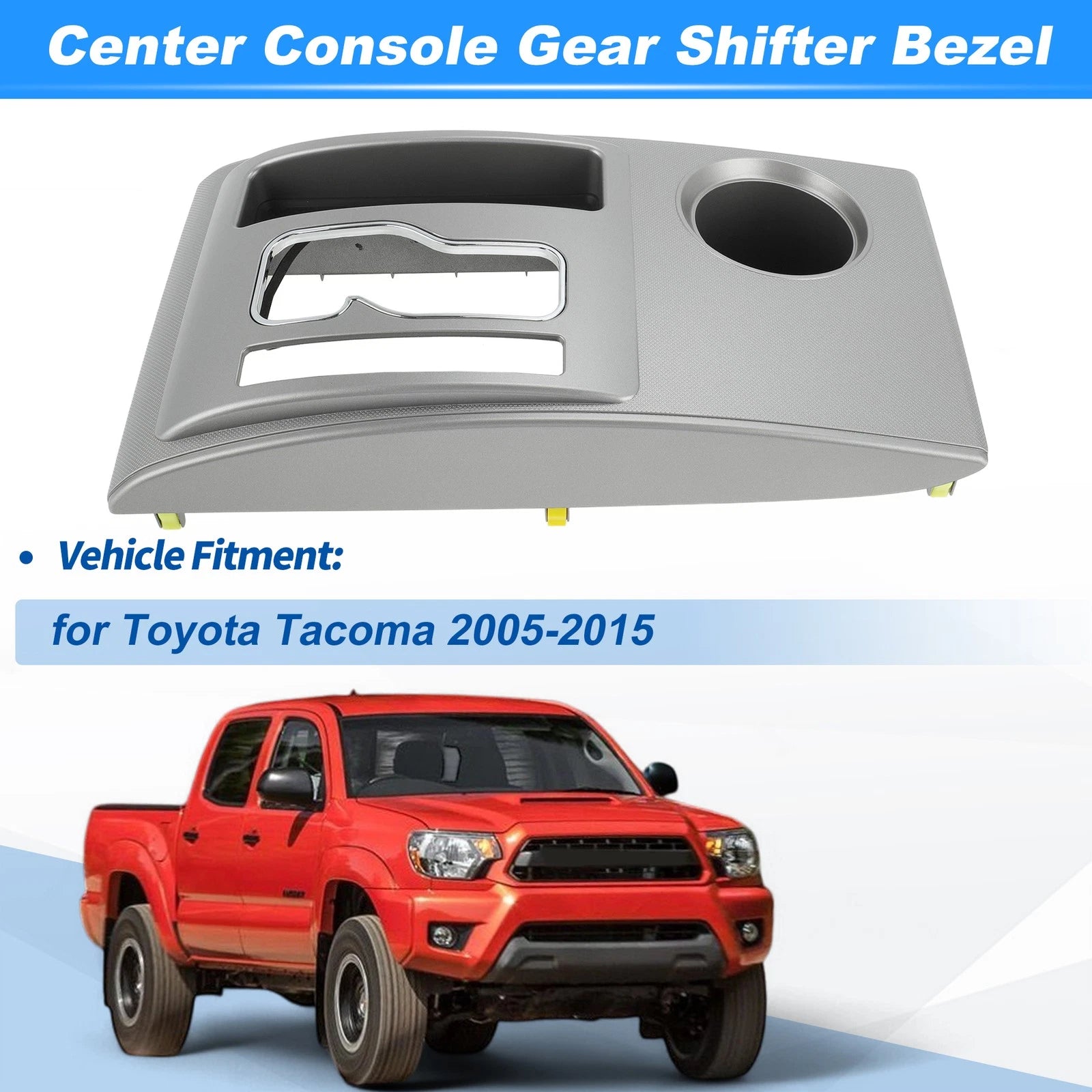 Gear Shifter Bezel Panel Cover for Toyota Tacoma (2005–2015) No.58822AD010 Silver Tone