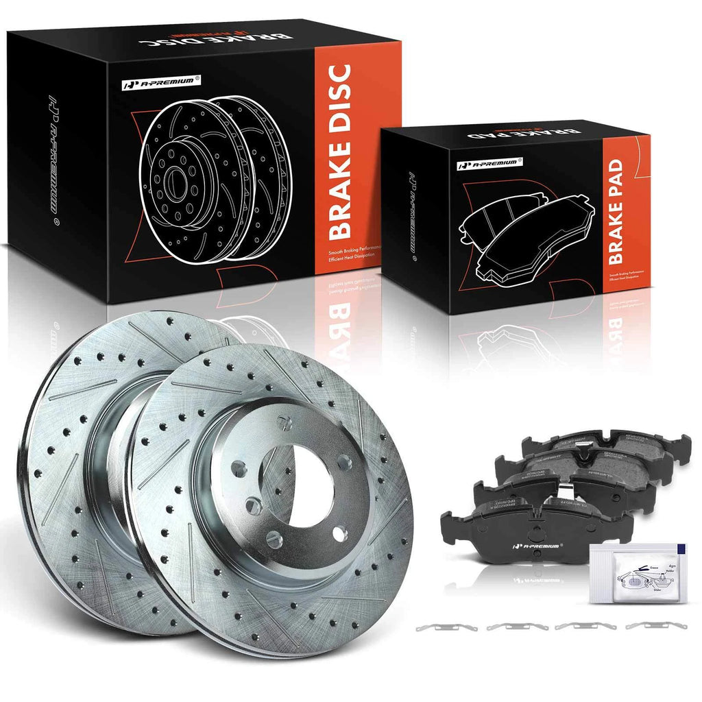 Front Drilled Brake Rotors & Ceramic Pads for BMW E46 325i 325Ci (1998–2006)