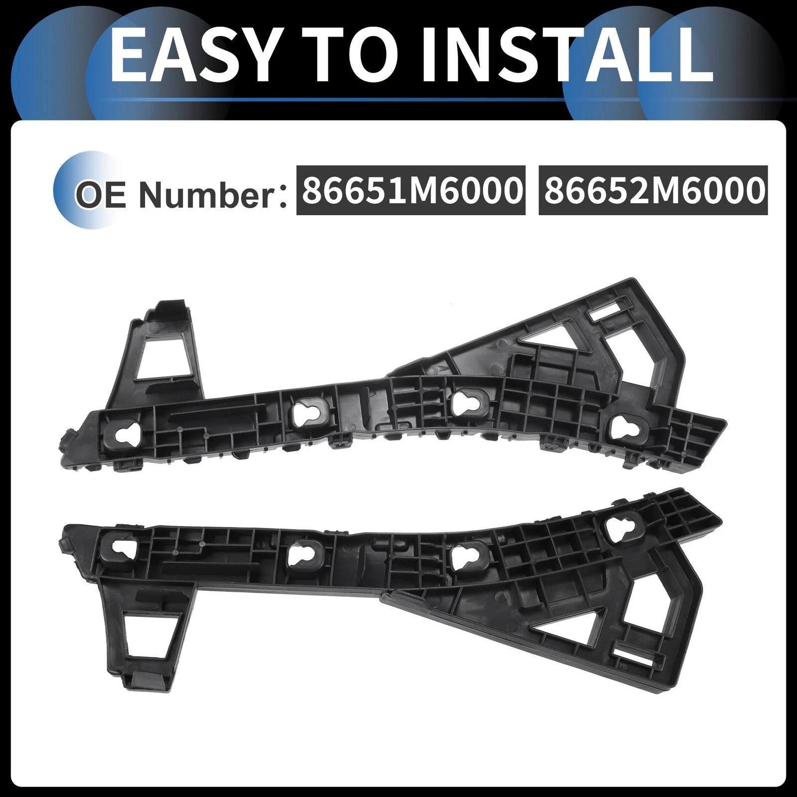1 Pair Front Bumper Retainer Bracket No. 86651M6000 for Kia Forte (2019–2021)
