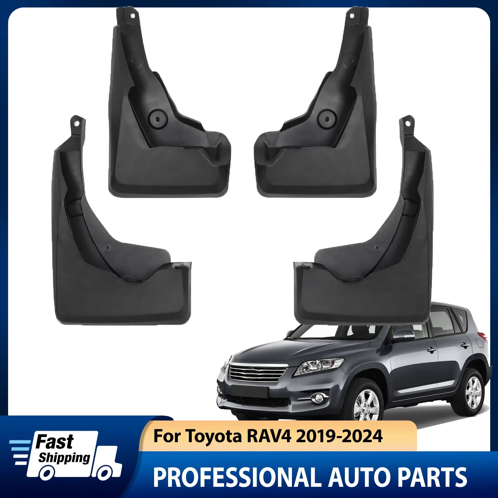 4pcs Front & Rear Splash Guards Mud Flaps for Toyota RAV4 (2019–2024)