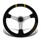 NRG 36cm Silver Spoke Leather Grip Steering Wheel for Universal Fit (2010–2023)