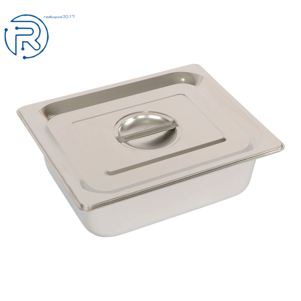 Set of 8 Stainless Steel Hotel Pans 1/2 Size 4" Deep with Lids