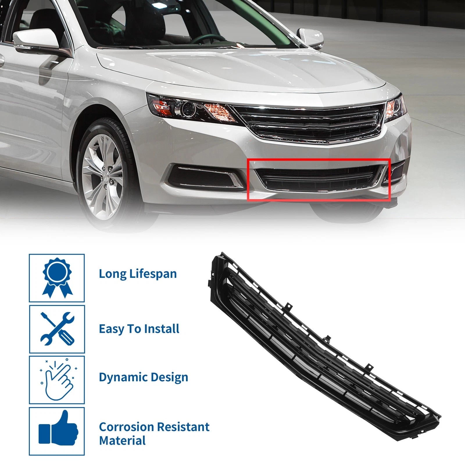 Front Lower Bumper Grille for Chevrolet Impala (2014–2020) No.23455348 Black