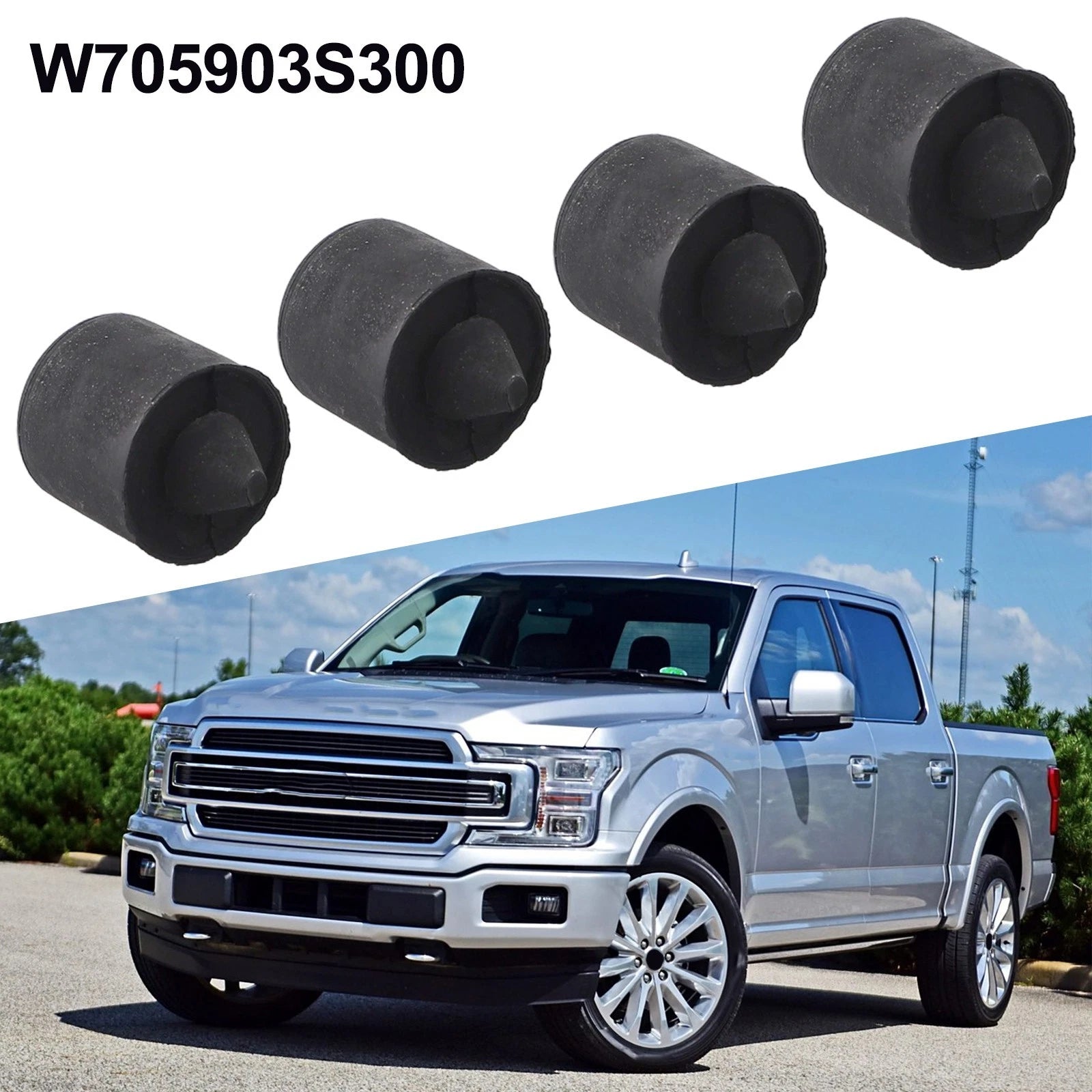 Set of 4 Rubber Bumpers for Ford F150, Lincoln (W705903S300)