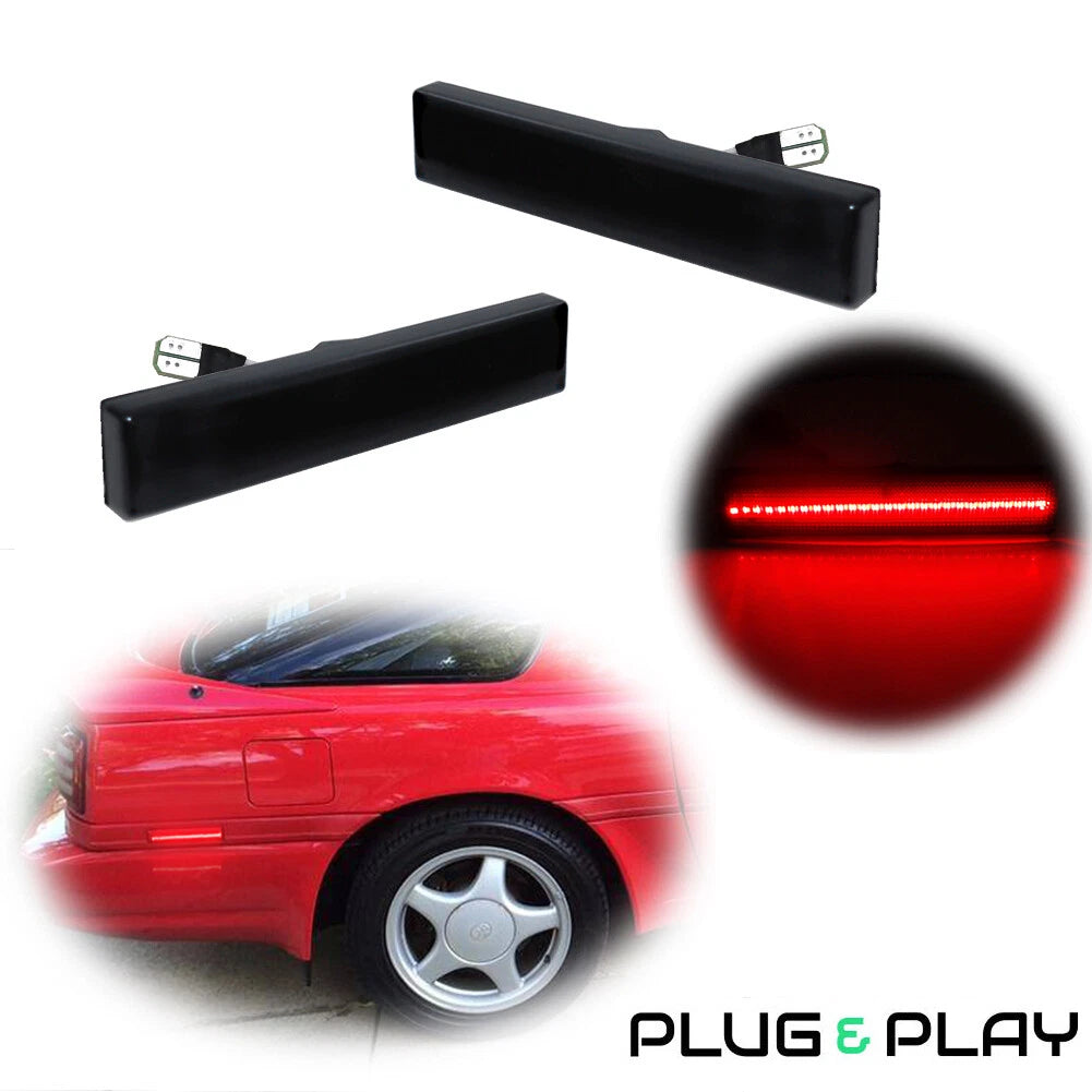 Set of 2 Red LED Rear Bumper Side Marker Lamps for Toyota Supra MK3