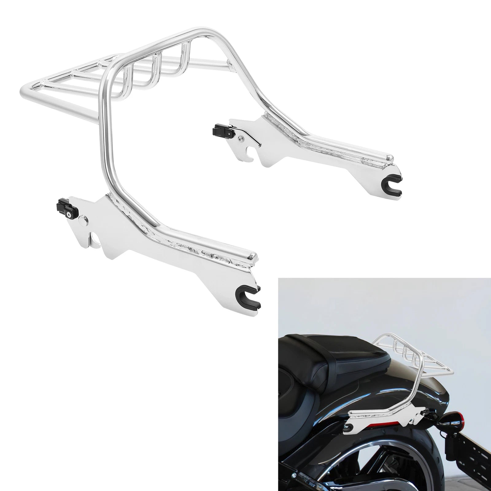 Chrome Two-Up Luggage Rack for Harley Breakout FXBR (2018–2019) FLFBS (2018–2025)