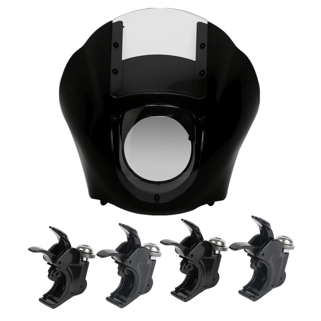 5.75" Headlight Quarter Fairing Windshield with 39mm Clamps for Harley Dyna