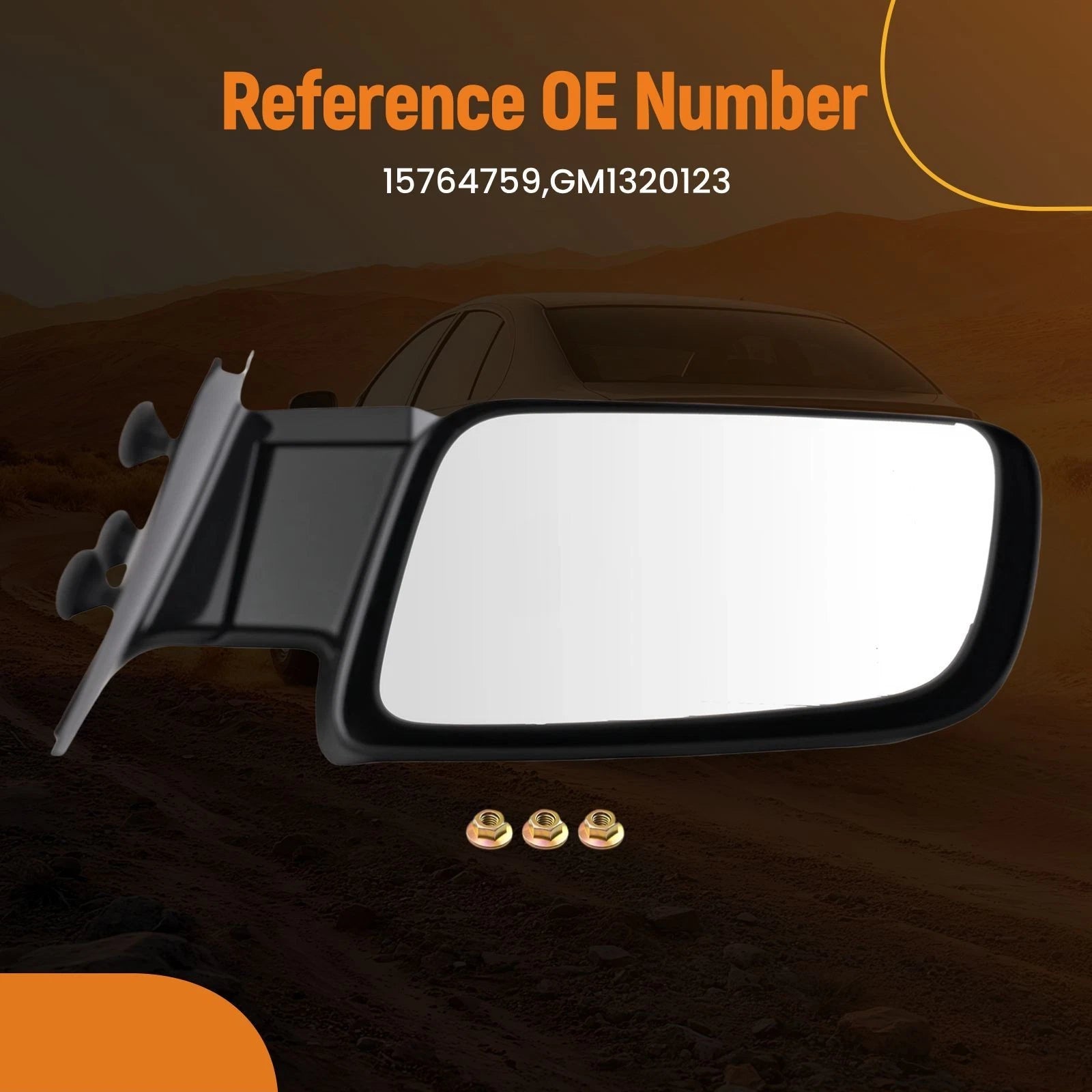 Left Manual Side Mirror for Chevrolet C1500/Escalade (1988–2000) 15764759
