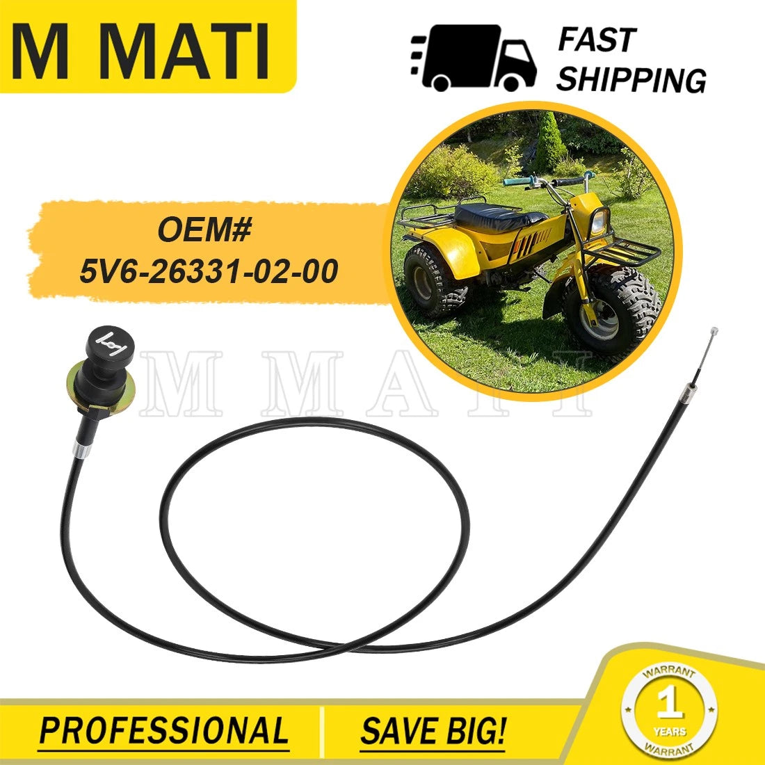 Starter Choke Cable 5V6-26331-02-00 for Yamaha Tri-Moto 125 (1980–1985)