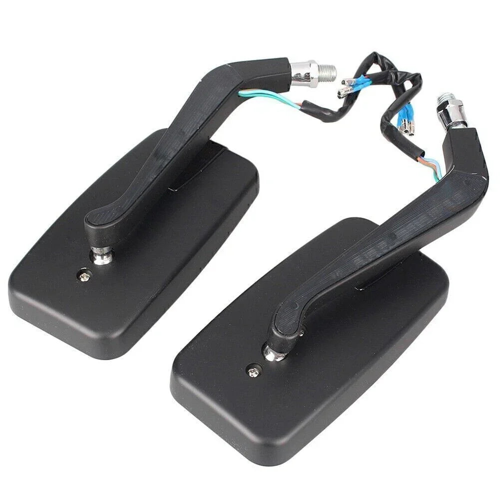 8mm/10mm Moto Left & Right Rear View Side Mirrors with LED Signal Light for Car