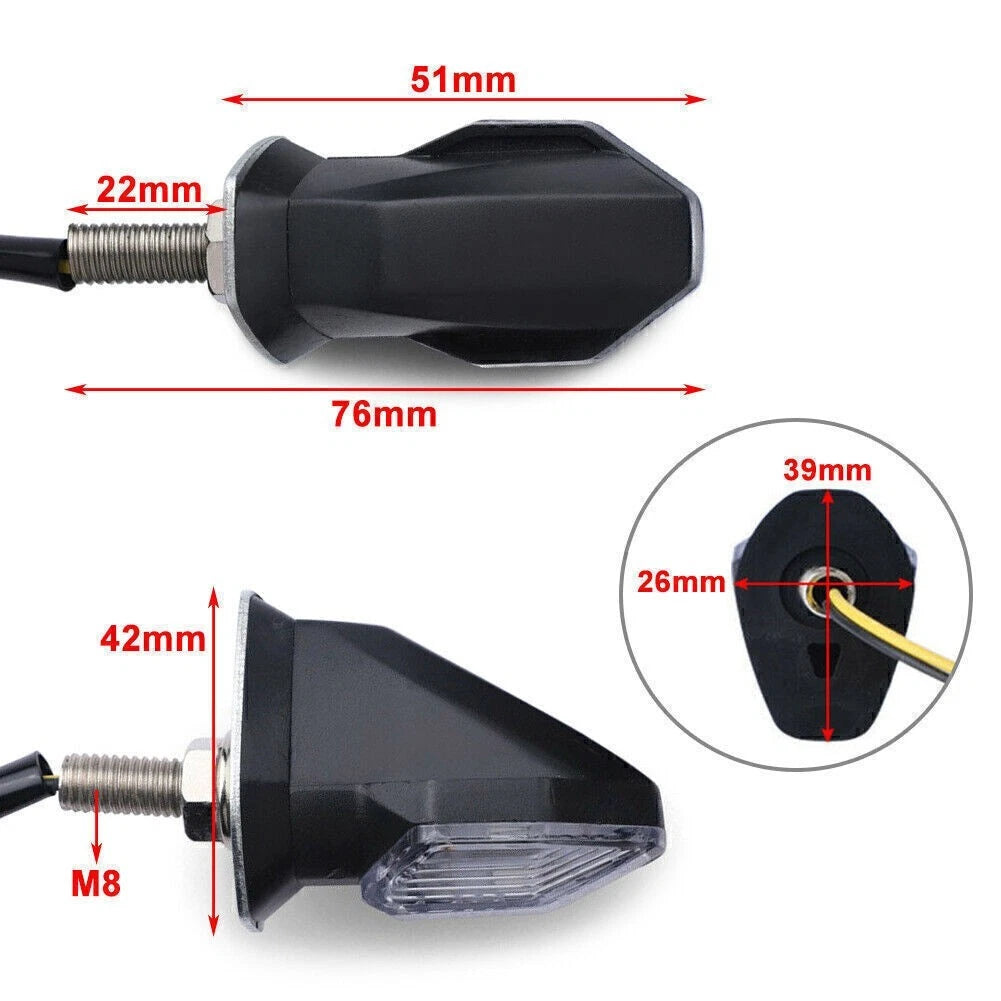 2X LED Turn Signal Lights for Universal Motorcycle (12V)