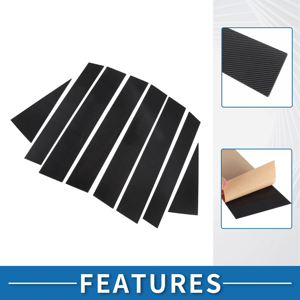 Set of 8 Car Pillar Window Trim Covers for Honda CRV (2023) Black Carbon Fiber