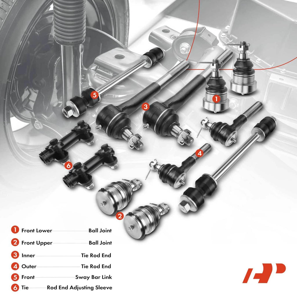 Set of 12 Ball Joints Sway Bar Links Tie Rods for Dodge Ram 1500 (1994–1996)
