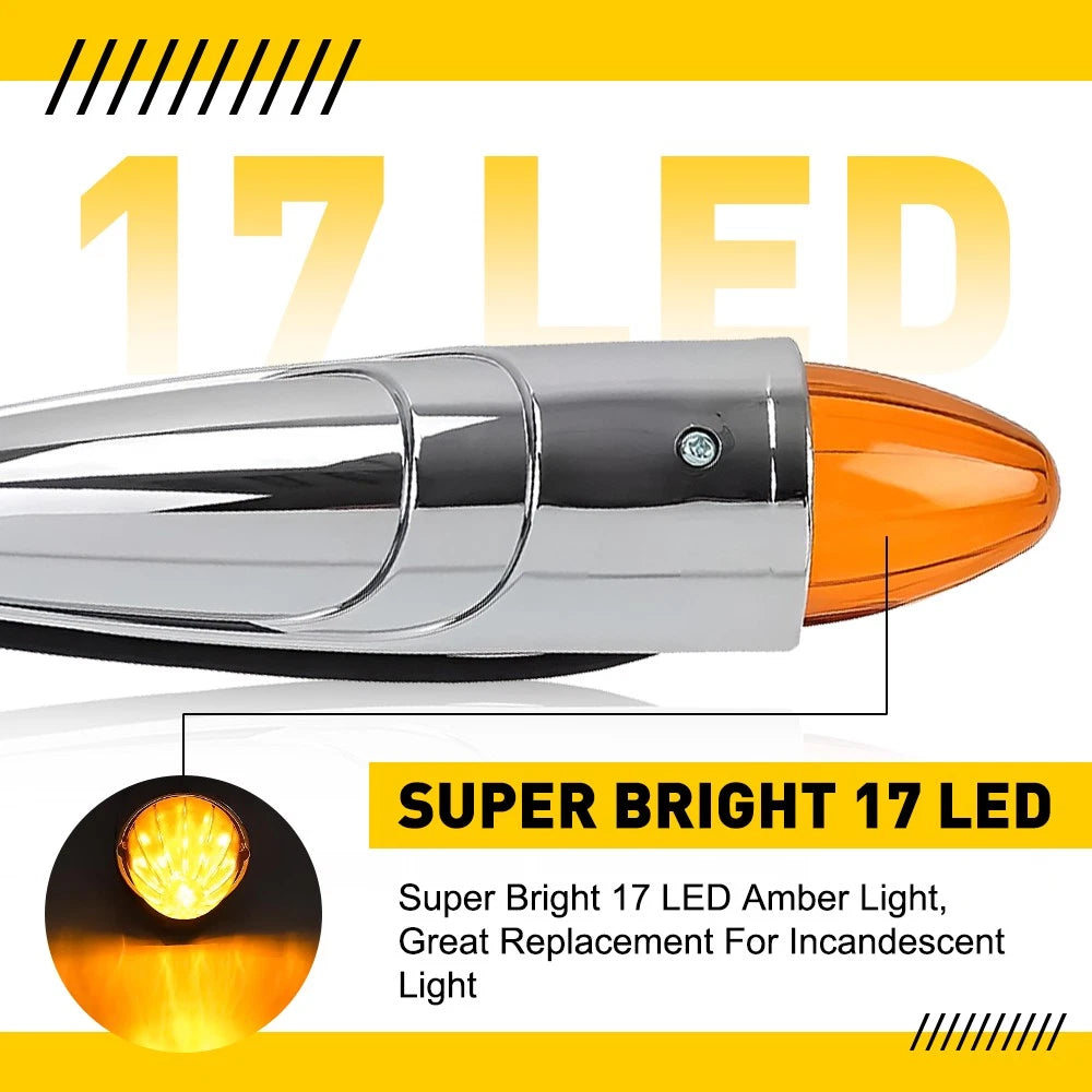 5X LED Amber Torpedo Cab Marker Lights for Kenworth Peterbilt