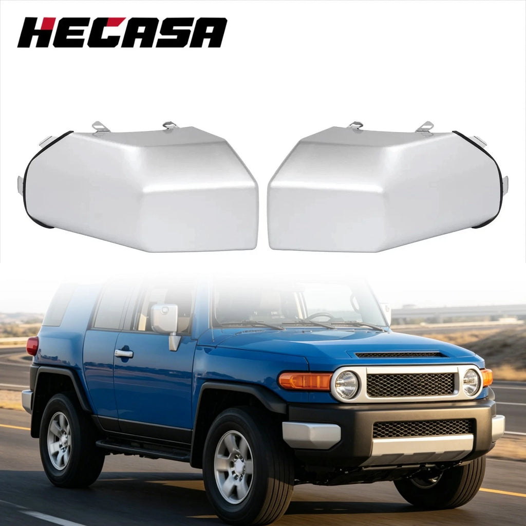 Set of 2 Silver Front Corner Bumper End Caps for Toyota FJ Cruiser (2007–2014)