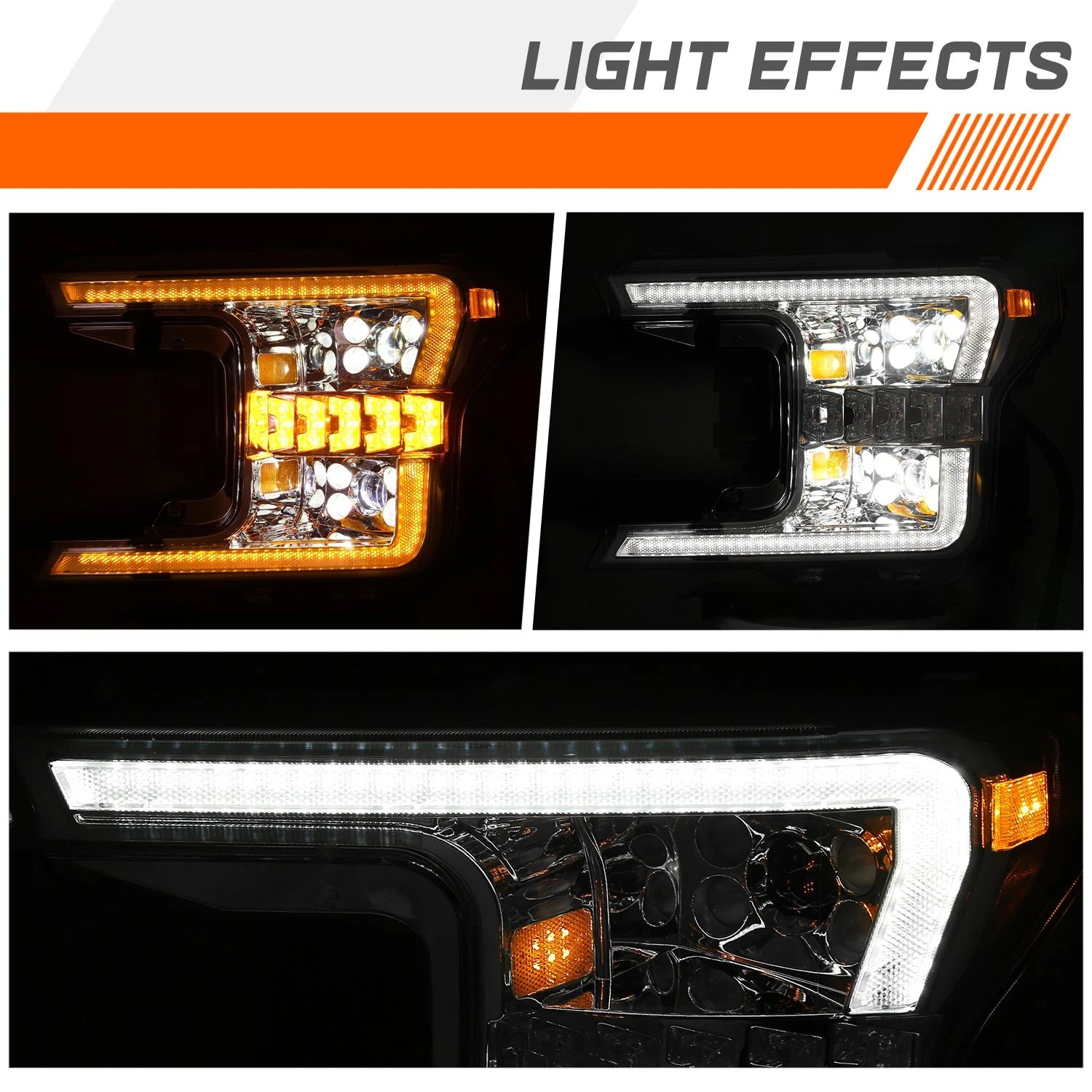 Full LED Switchback Turn Signal Projector Headlights for Ford F-150 (2018–2020)