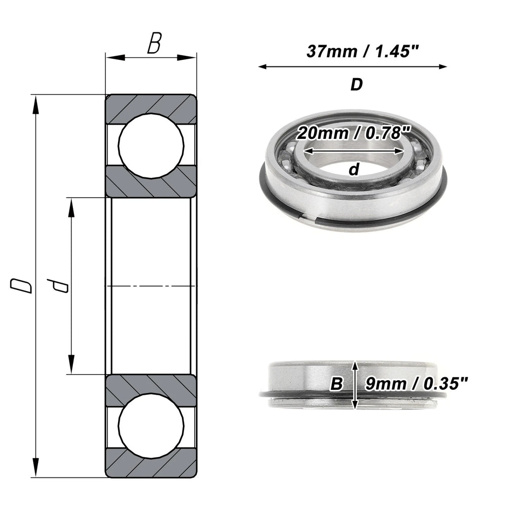 Deep Groove Ball Bearing 20x37x9mm for Scooter Skateboard (P0)