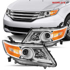 Set of 2 Halogen Headlights for Honda Odyssey (2011–2017) Chrome Amber