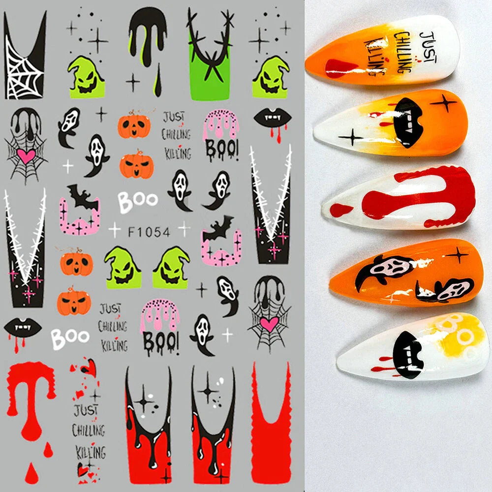5 Sheets Halloween Nail Art Stickers for DIY Decoration