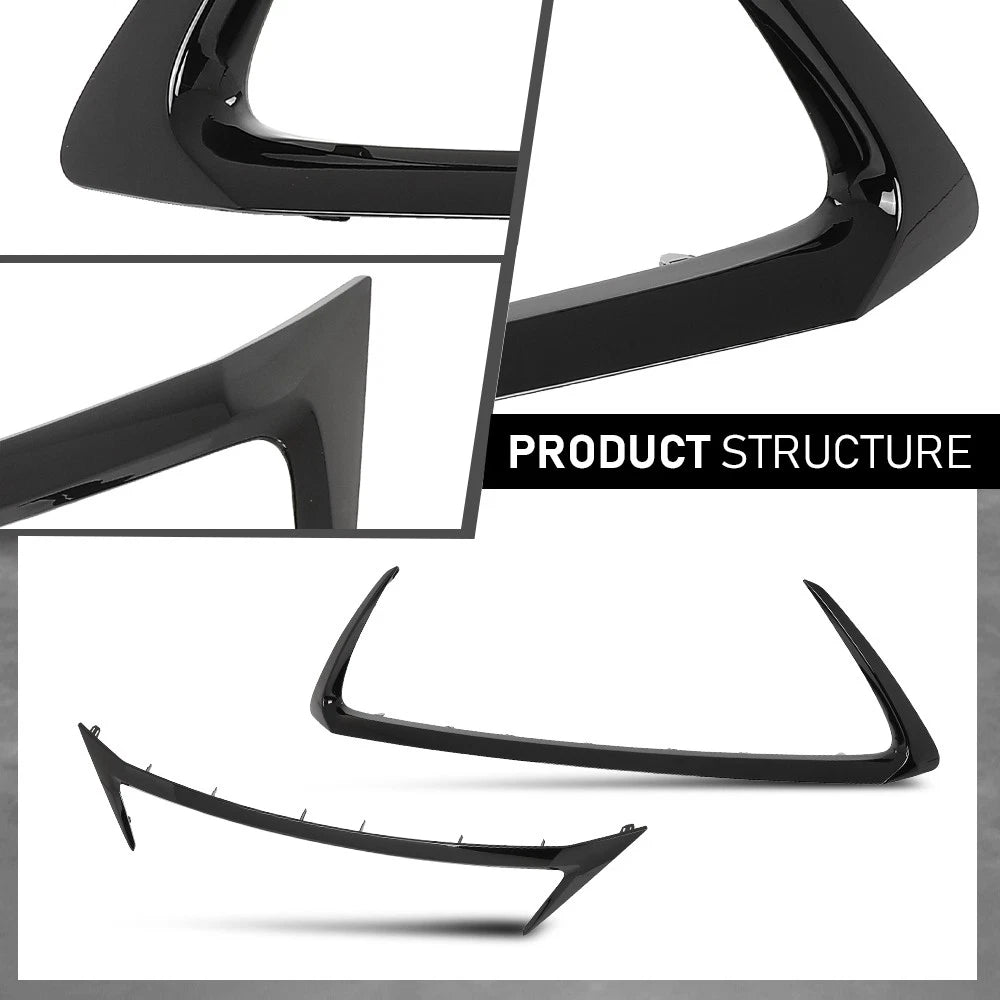 Set of 2 Front Grille Outer Trim Molding Gloss Black for Lexus CT200H (2014–2017)