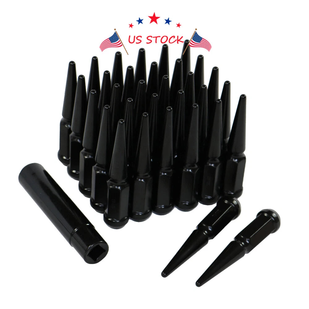 Set of 32 Black Spike Lug Nuts for Ford F250 F350 Dodge Ram 2500 3500