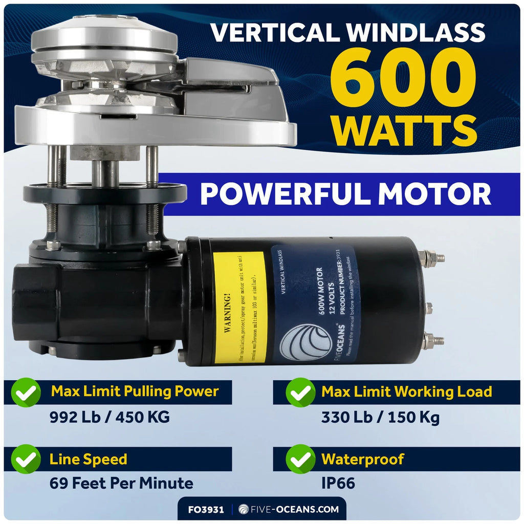 Windlass Kit for Pacific Vertical (600W, 12V DC)