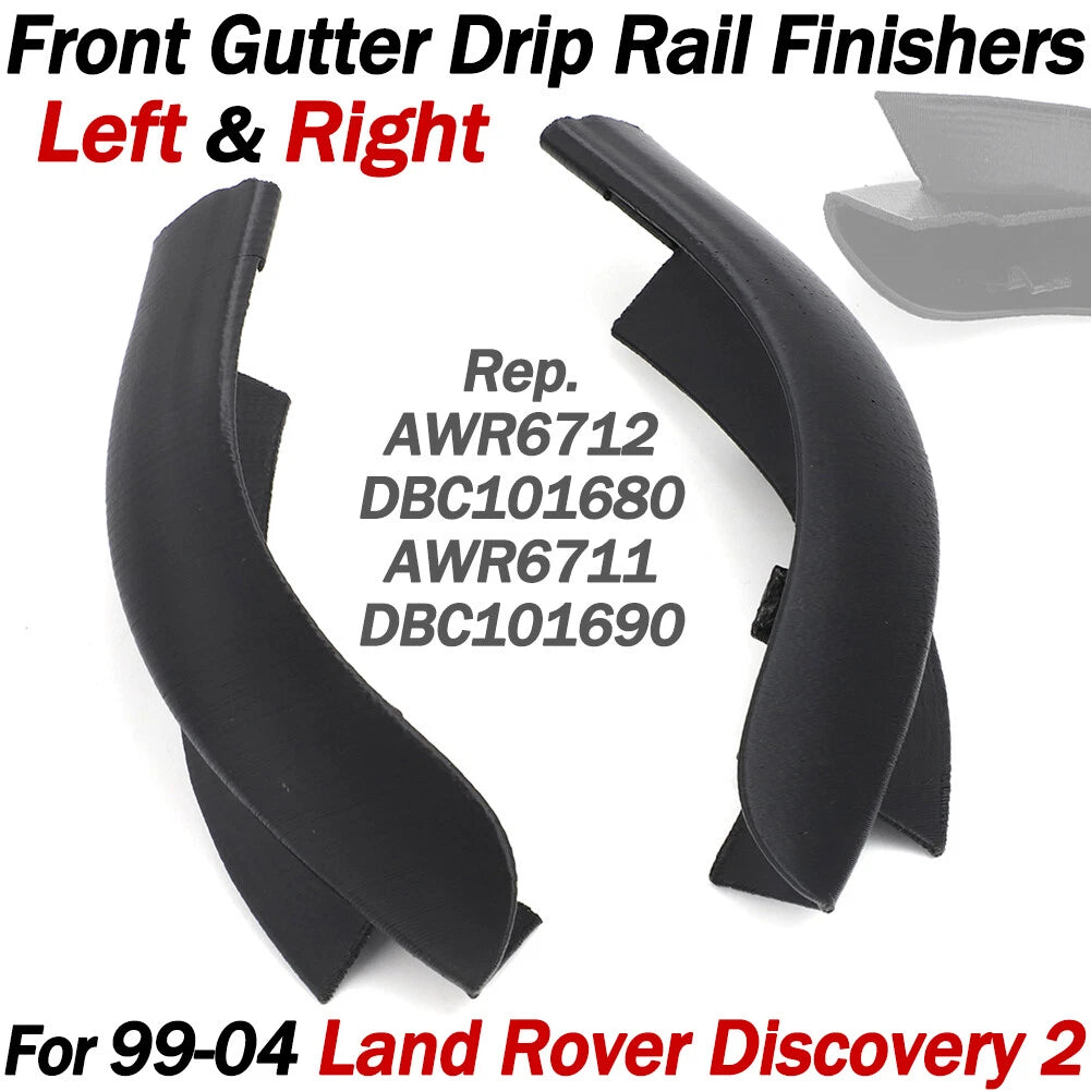 Set of 2 Front Gutter Drip Rail Finishers for Land Rover Discovery 2 (1998–2004)