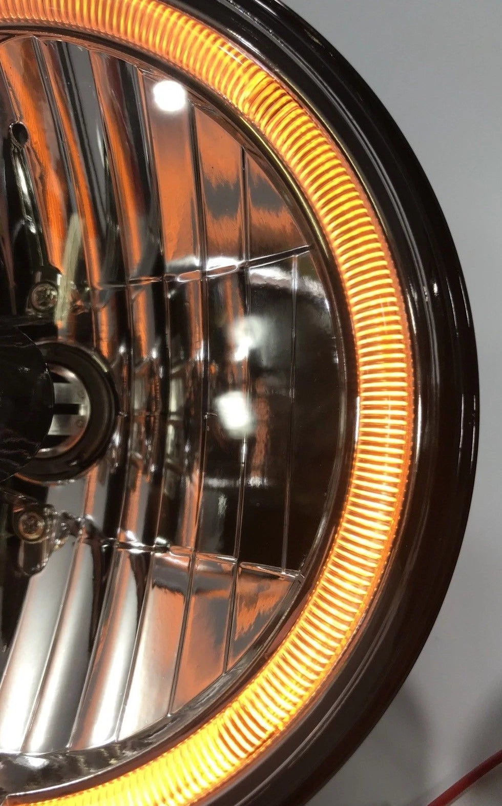 Premium 7 Inch Crystal Headlights Front Pair with Amber LED Halo for Pair (2011–2018)