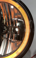 Premium 7 Inch Crystal Headlights Front Pair with Amber LED Halo for Pair (2011–2018)