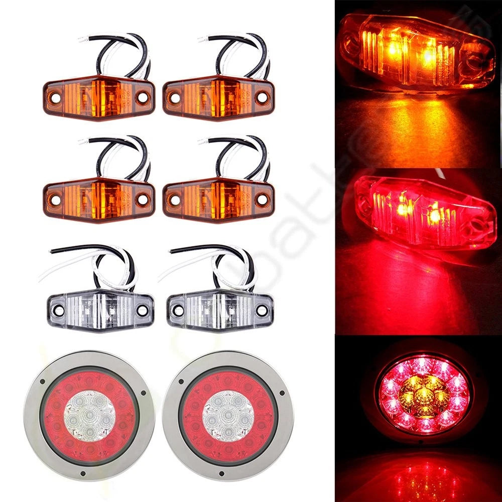 2X 6 Inch Red Side Turn Signal Light for Pickup Truck