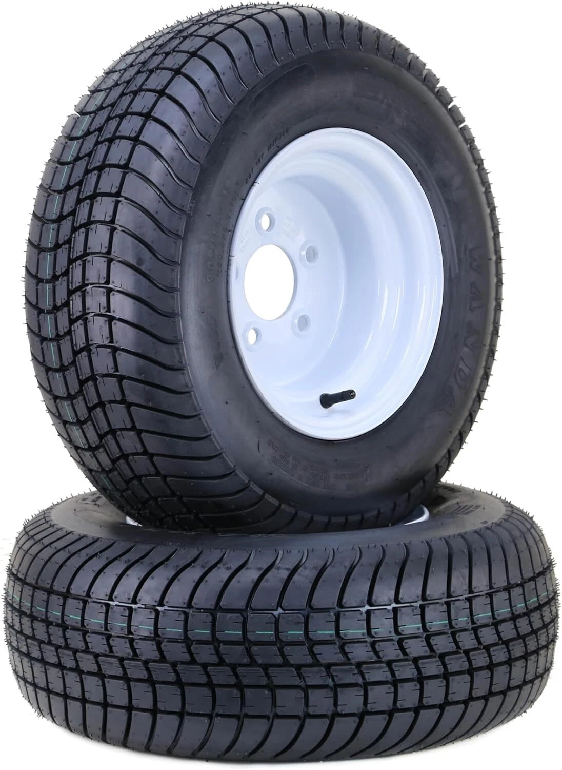 Set of 2 WANDA Golf Cart Tire Rim 205/65-10 4-Ply 5 Lug 4.5" White Wheel