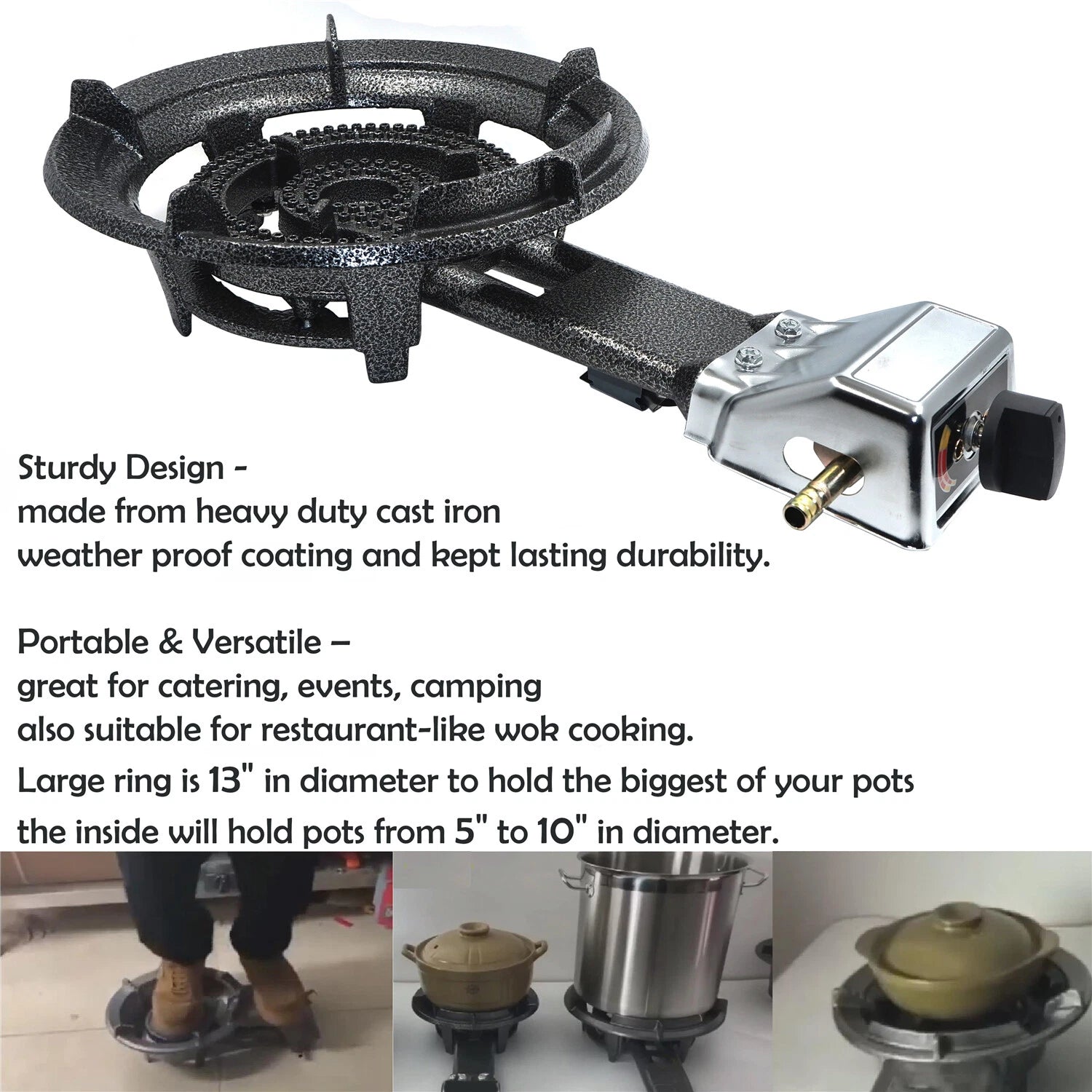 Portable Propane Gas Burner Stove for Camping Tailgating (Jumbo)