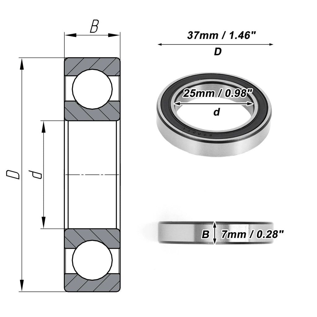 Deep Groove Ball Bearing 6805VV for Scooter Skateboard Wheel (25x37x7mm)