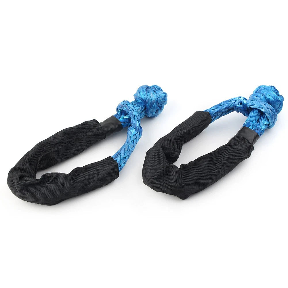 2X 1/2" Synthetic Soft Shackle Recovery Straps 38000 LBS Blue Pair