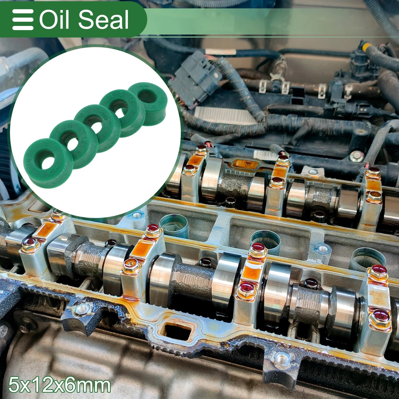 Set of 5 Oil Seal Ring 5x12x6mm for Rotary Shaft (High Pressure)
